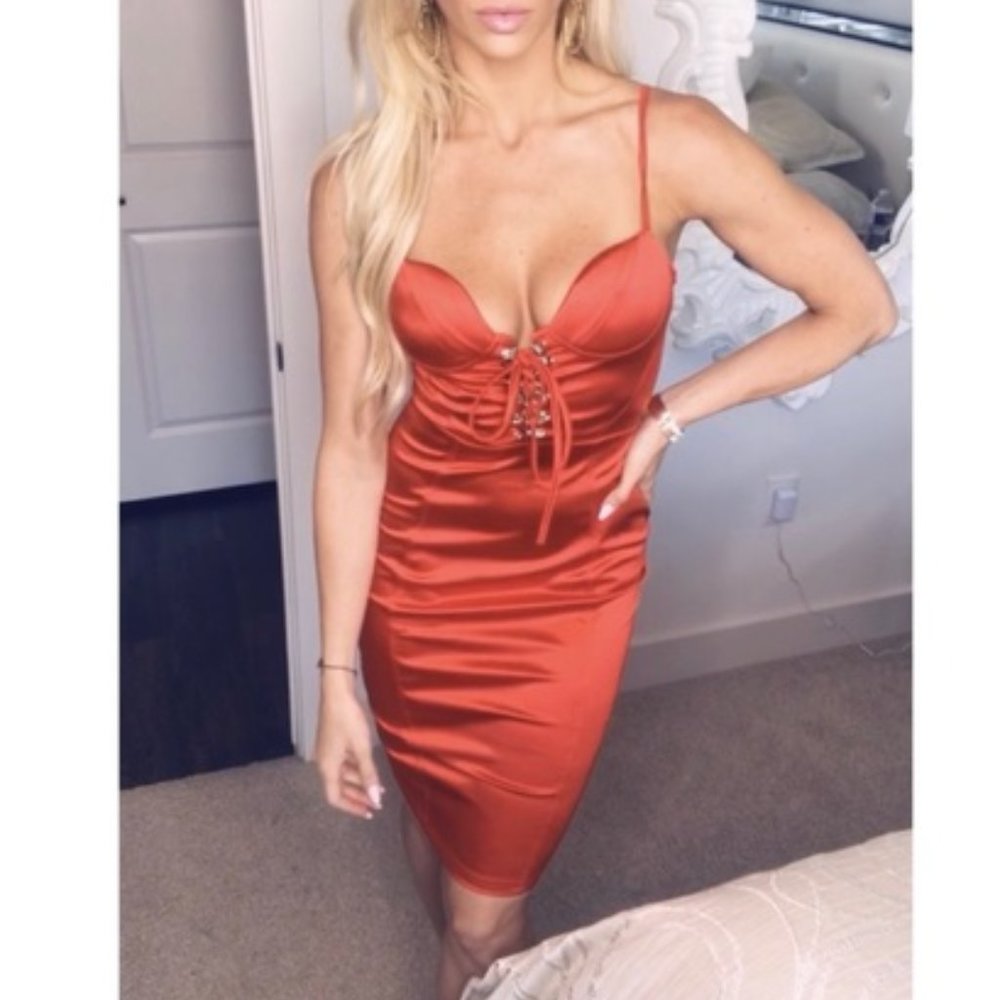 Red Satin Corset Dress - Sultry Elegance with Corset Detailing 🔥❤️